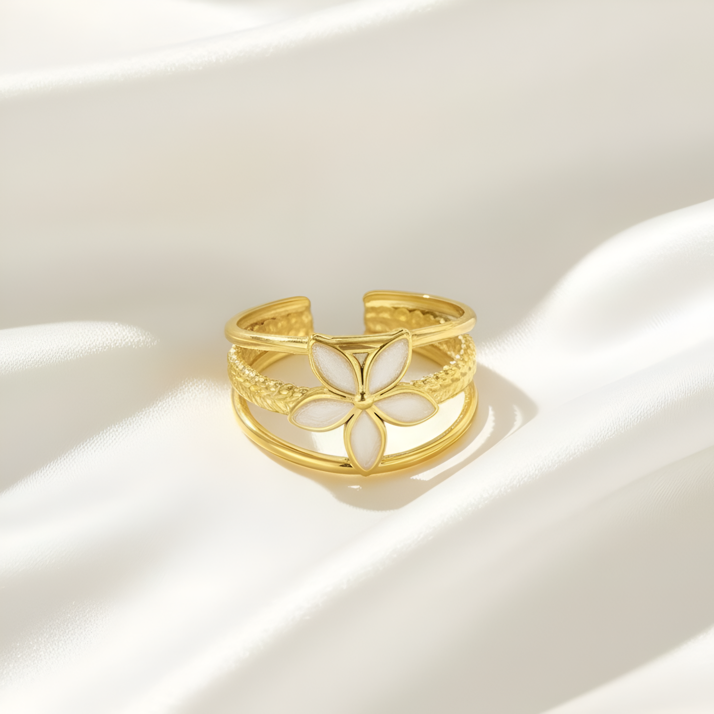 Hollow Line Floral Open Ring