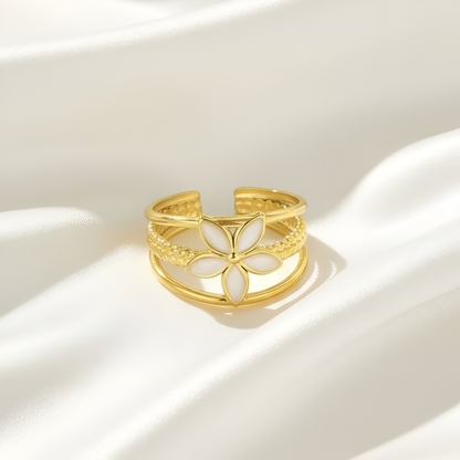 Hollow Line Floral Open Ring