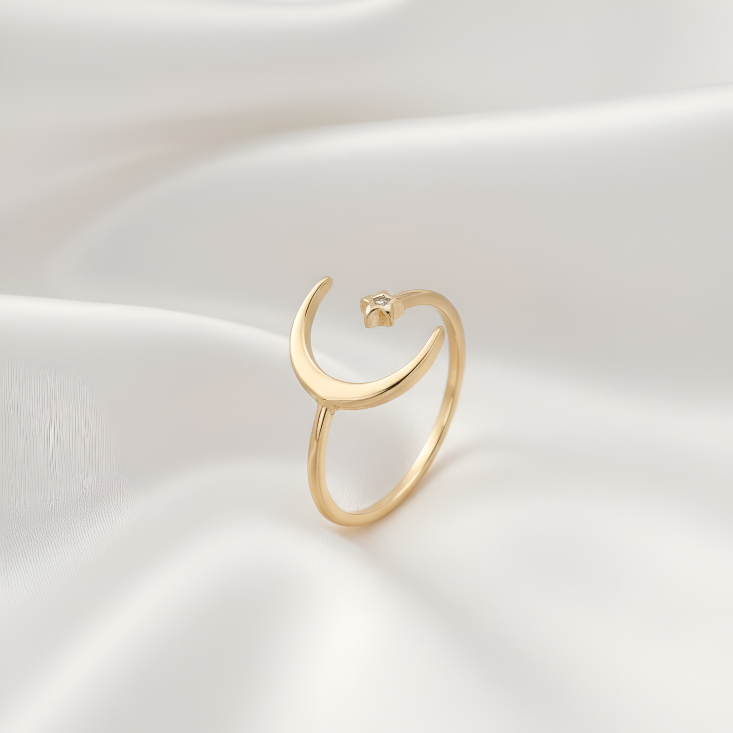 Moon & Star open ring