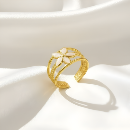 Hollow Line Floral Open Ring