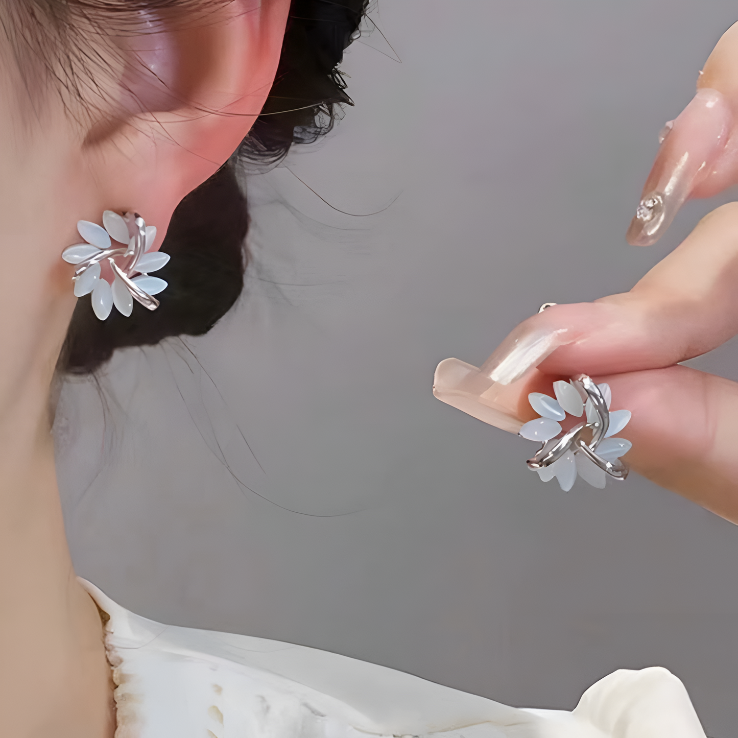 White Flower Earrings