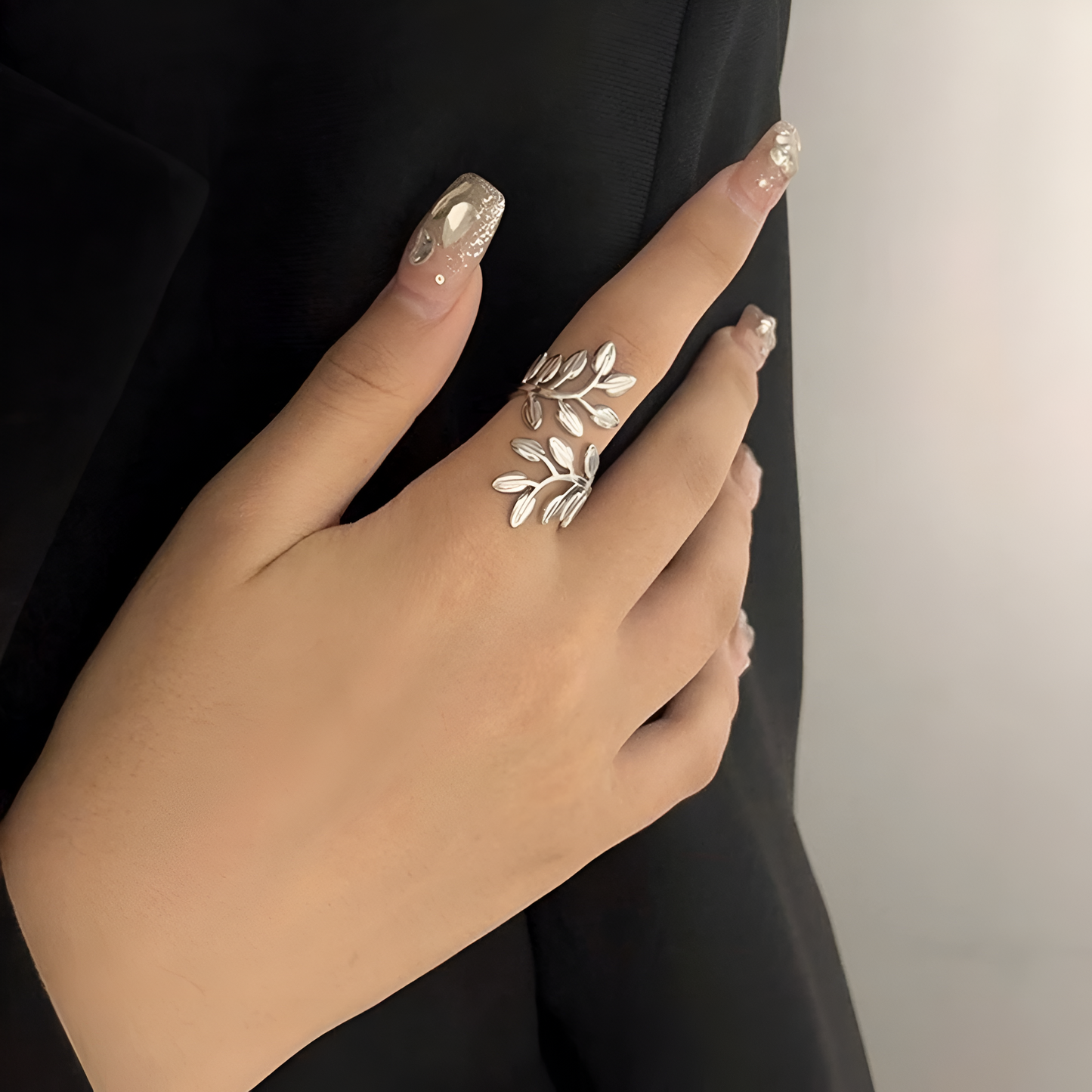 Leaf Wrapped Open Ring